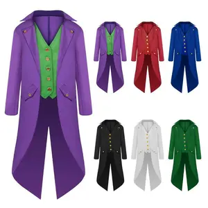 Steampunk Gothic Medieval Tailcoat Jacket Vest Suit Adult Children Men Halloween