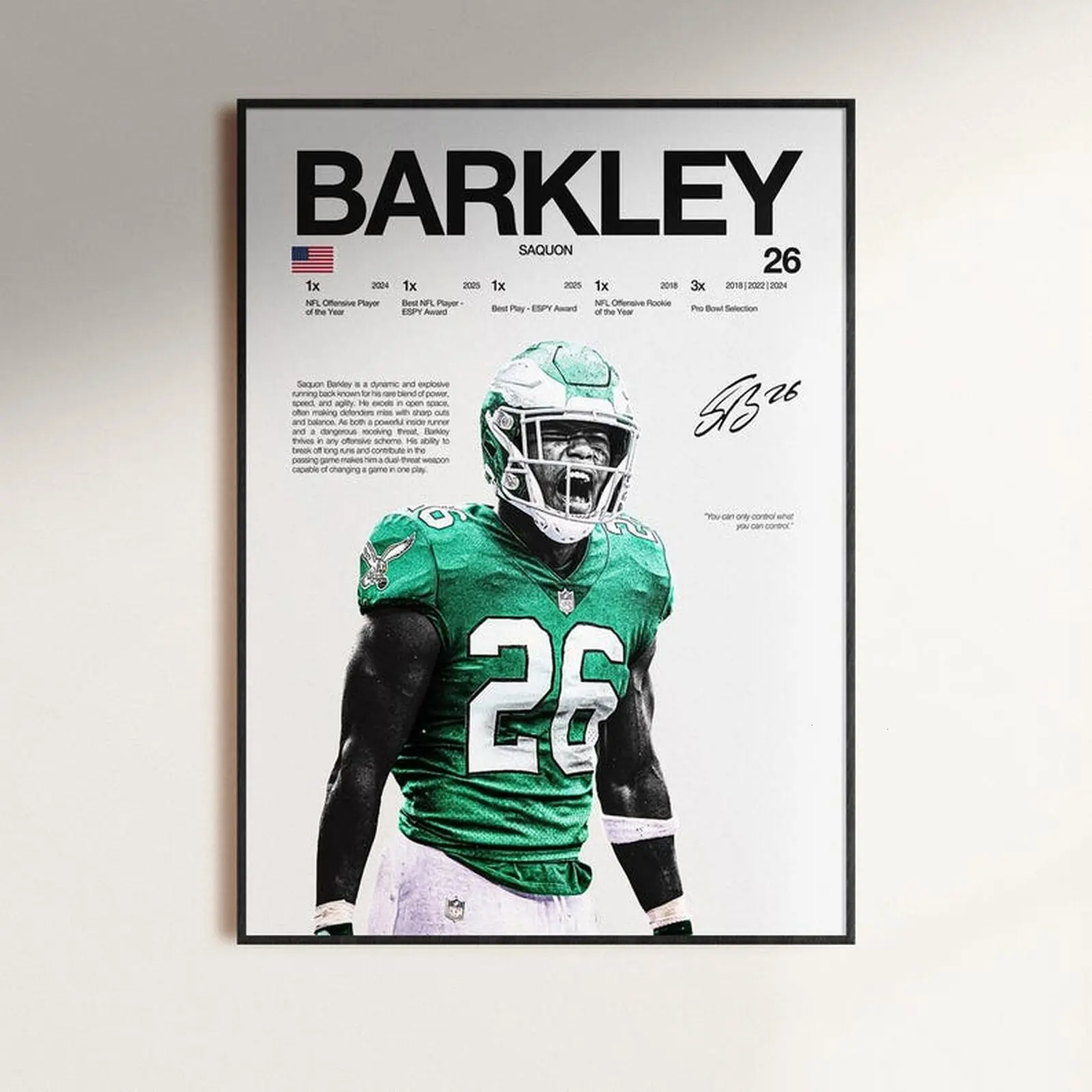 Saquon Barkley Poster, Wall Print, Football Poster Print, Sports Decor, Philadelphia Eagles Poster, Football Gift (UnFramed)