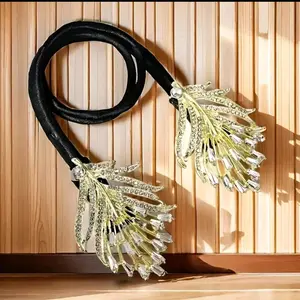 Elegant Delicate Glitter Rhinestone Peacock Tail Bun Maker Elastic Band, Women Girls Casual Party Wedding Supplies, Princess Fairy Style Bridal Fresh Hair Accessories, Gift Photo Props