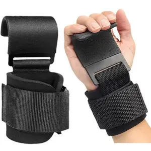 Lifting Hooks with 8mm Padded Neoprene Wristbands for Men & Women(Pair) - Adjustable Straps for Weightlifting & Pull-Up Bars - Comfortable & Durable Fitness Training Straps