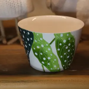 Hand-painted Begonia Maculata Ceramic Coffee Cup