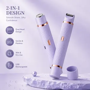 Women's Cordless Lightweight 2-in-1 Portable Facial Hair Trimmer - Gentle Eyebrow & Face Trimmer, USB Rechargeable