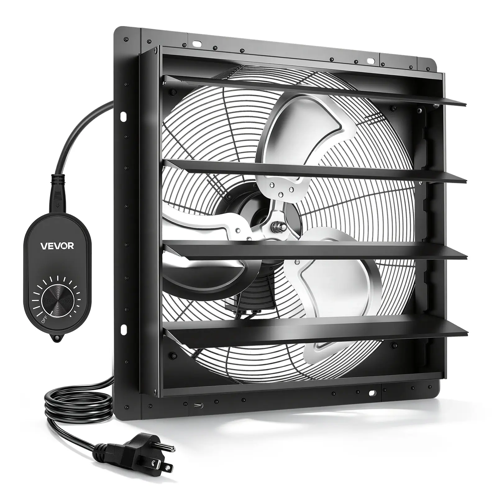 VEVOR 20 in Shutter Exhaust Fan Wall-Mount Automatic Louvers Variable Speed, Sturdy Steel Housing, Low Noise, AC Motor, 4499 CFM Ventilation and Cooling for Attic, Garage, Barn, Greenhouse, Workshop