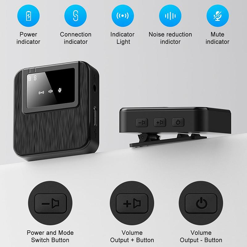 3-in-1 Mini Microphone for iPhone, Android, Camera - 328ft Long Range, 20H Battery Life, Wireless Microphones, Lapel Mic with AI Noise Reduction for Video Recording, YouTube, TikTok