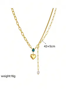 Aurora Star Pearl Pendant Necklace 18K Goldtone Stainless Steel with Crystals, Elegant Gift for Women, Wedding & Anniversary Jewelry