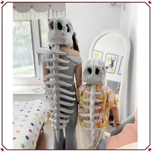 2026 Colorful Dinosaur Skeleton Headgear Plush Toy Doll Performance Costume Funny Hat Cosplay