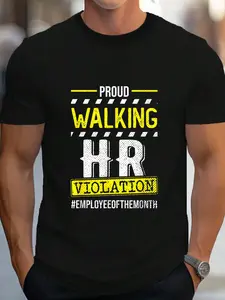 100% Cotton Employee Of The Month Walking HR Violation Funny Meme T-Shirt Women's Men's Graphic Tee Crew Neck summer vacation Tops