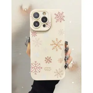 Snowflake pattern liquid silicone phone case, shockproof and drop-resistant, made of TPU soft rubber material, also compatible with iPhone 17/16/15/14/13/12/11/X/XS/XS Max/16E/12, 13 Mini. It's a holiday gift for friends, family, or yourself.