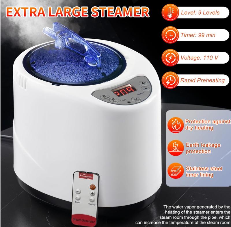Portable Steam Sauna, Portable Sauna for Home, Sauna Tent Sauna Box with 3L Steamer, Remote Control, Folding Chair, 9 Levels, 2.9’ x 2.9’ x 5.9’