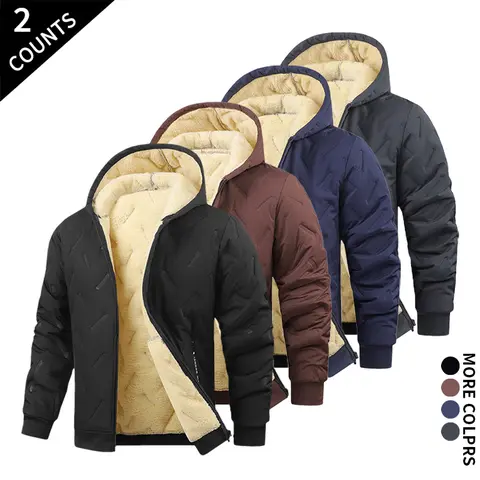 Men's Minimalist Classic Solid Color Standard Winter Polyester Jacket Windproof Hooded Outerwear with Zipper, Ideal for Outdoor Activities & Casual Outings #SohoChic