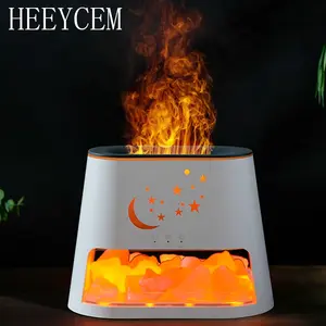 Star Moon Flame Diffuser and Atmosphere Salt Lamp, 8 Color Aromatherapy Diffuser Cool Mist Humidifier with Timer Auto-off Function for Home, Bedroom, Office, Yoga