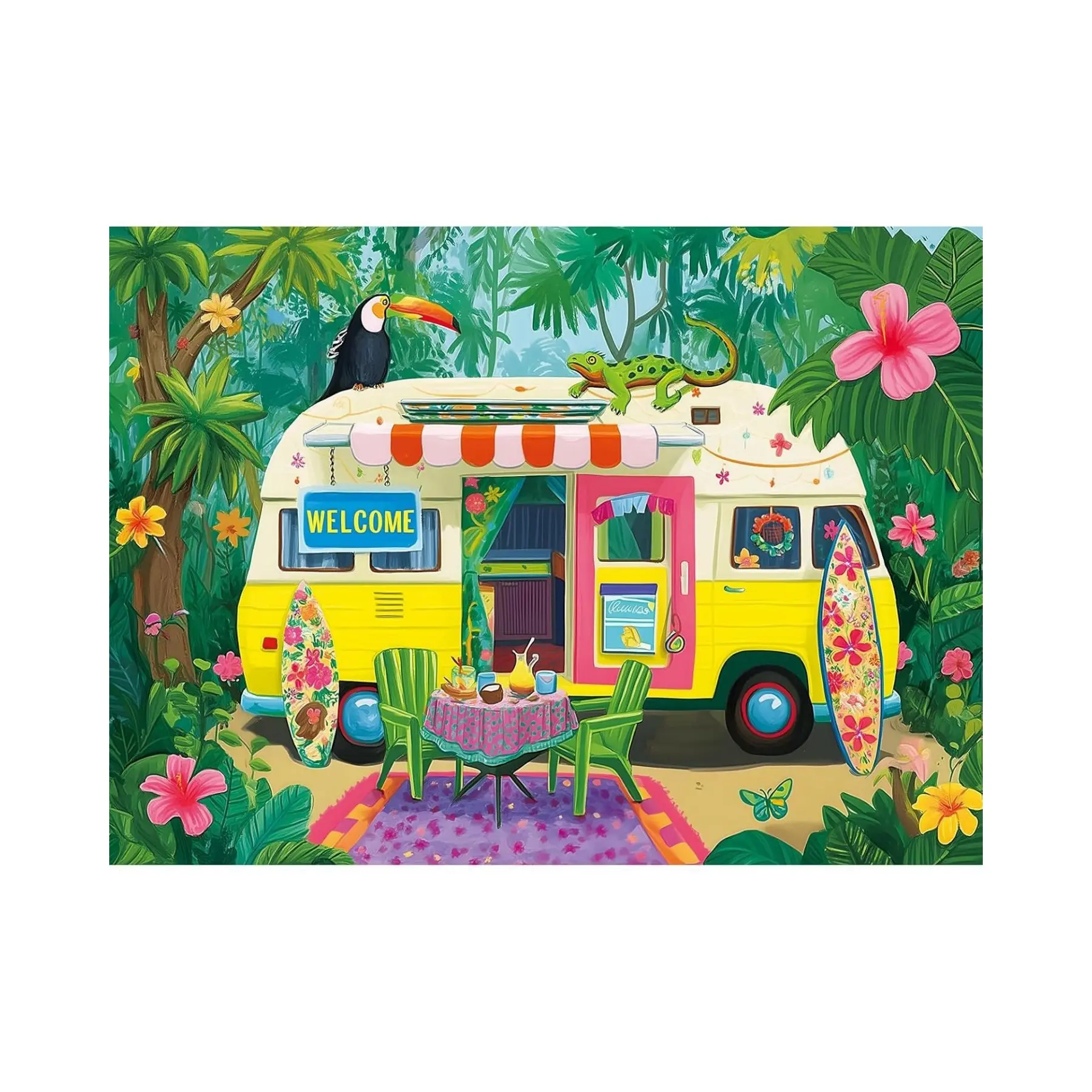 300 Piece Puzzles for Adults, Camping Vacation Large Piece Puzzle for Kids Adults Seniors,Nature Adventure Art Puzzle 300 Piece,Family Leisure Game Holiday Present
