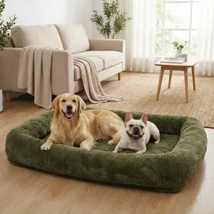 Extra Large Human Dog Bed, 71x47x12 Inches Plush Washable Pet Bed with Soft Blanket, Spacious Home Decor for Adults & Large Pets