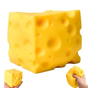 1 PC Cheese Squishy Cube Block, Squishy Fidget Toys for Adults & Teens, Easter Basket Stocking Stuffers, Sensory Stress Ball Squeeze Toys for Stress Relief, Available in various sizes