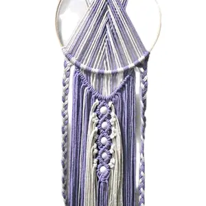 Purple/White Macrame Dreamcatcher - Hanging Home Decor