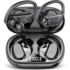 Ear Buds Wireless Earbuds Bluetooth 5.3 HiFi Stereo Running Headphones 68Hrs Playtime Over Ear Headphones with Earhooks for Sport, LED Digital Display IPX7 Waterproof USB C for Running/Work Audio Charging Headset Noise