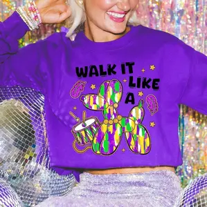 [Sale off up to 50%] Walk it Like a Dog Mardi Gras Sweatshirt, Not Glitter Mardi Gras Shirt=, Retro Mardi Gras=, Fleur De Lis, Louisiana, Brushstroke, streetwear graphic tee