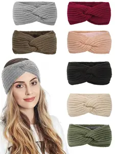 Autumn Winter Vintage Knitted Wool Twist Fleece Hair Tie, Simple Versatile Warm Wide Headscarf, Suitable for Cold Weather Use