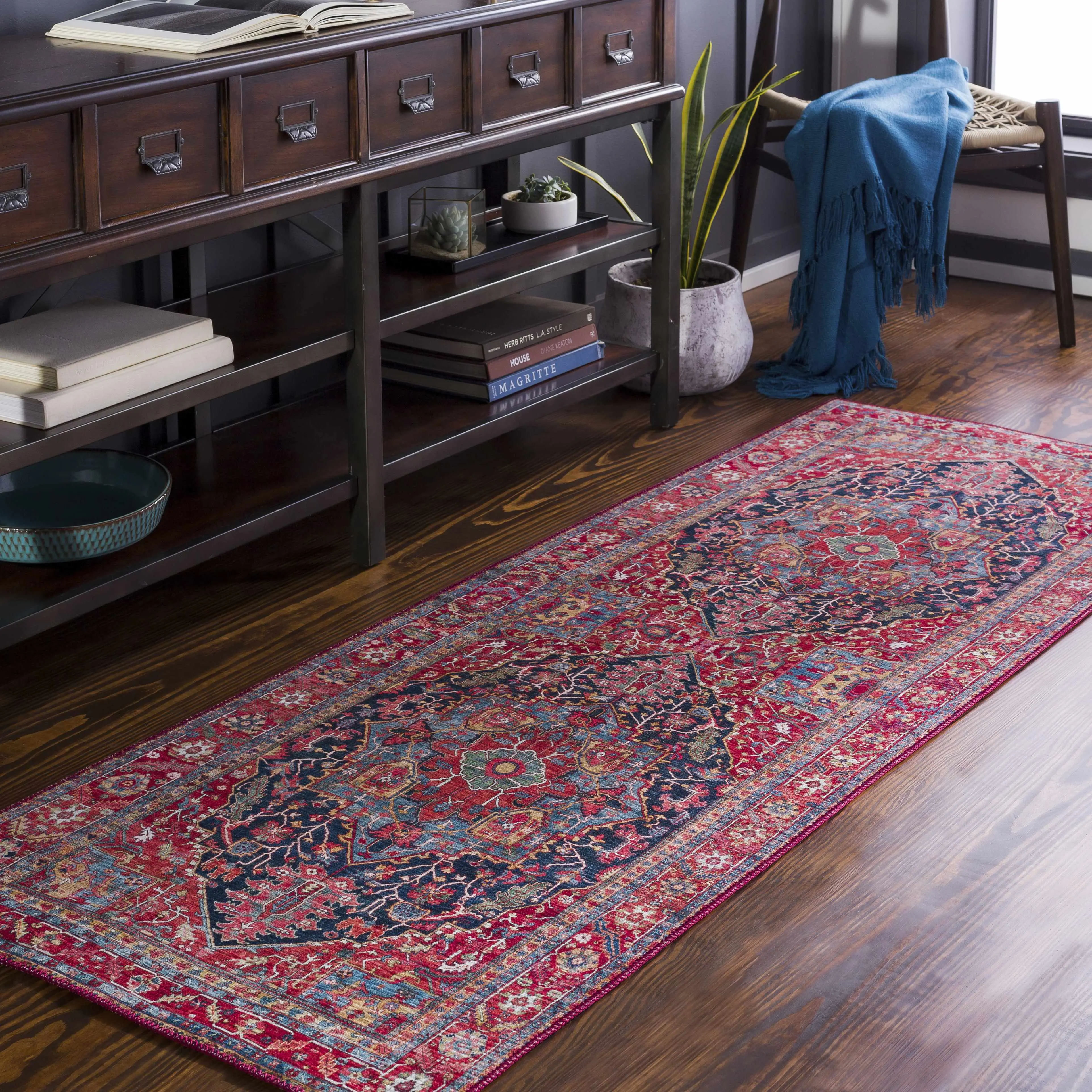 Pauline Red Medallion Performance Rug Pauline Red Medallion Performance Rug