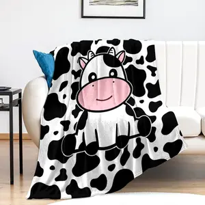 [SummerVibes] Cute Cow Blanket Super Soft Flannel Fleece Throw Blankets Kids Adults for Bedding Bedroom Living Rooms Sofa Full Season Gifts