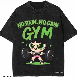Funny Power-girl Gym Vintage T-shirt, No Pain, No Gain Graphic Tee, Anime Gym Shirt, Animation Graphic Tees, Gym Shirt, Unisex T-shirt V0X