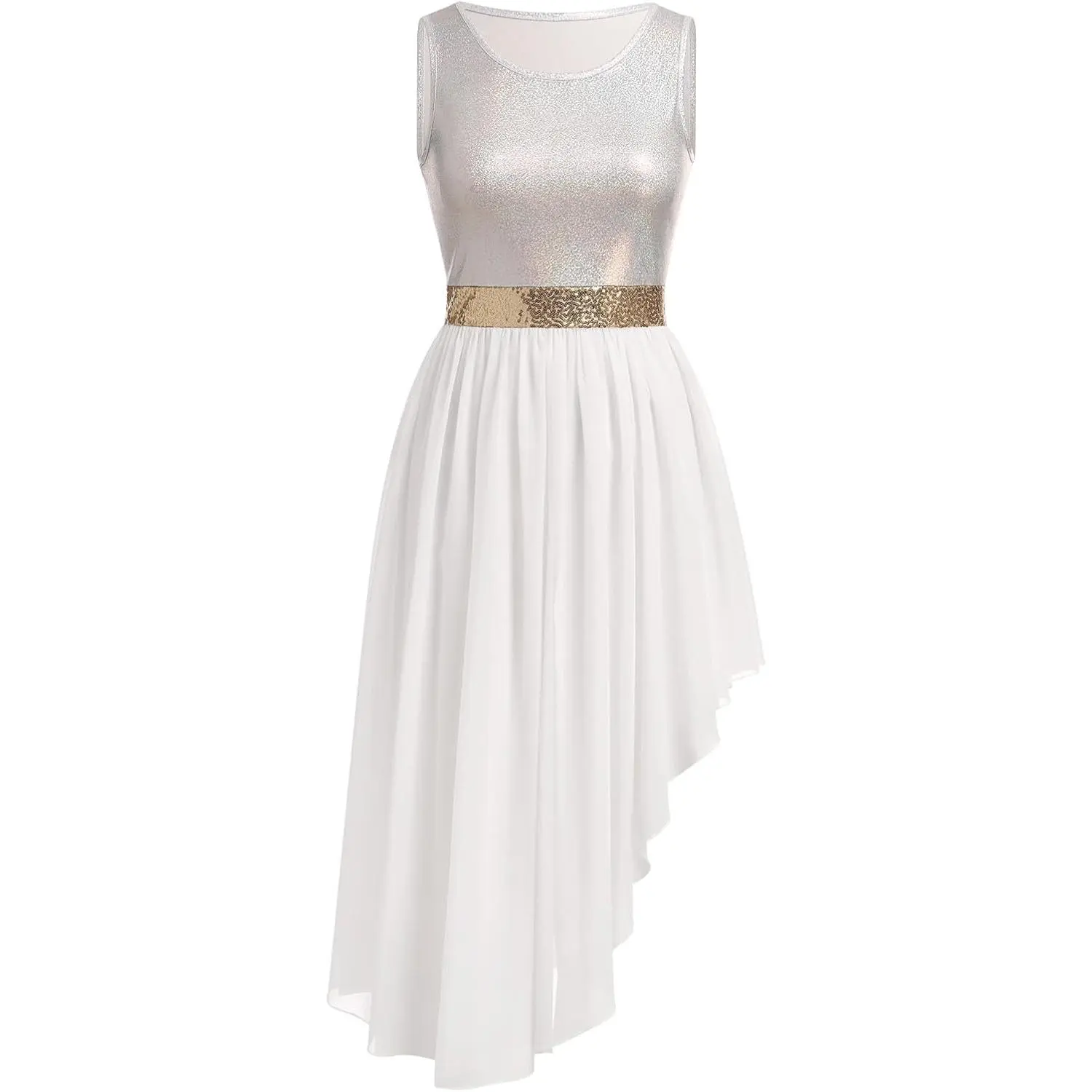 white and gold dance dresses CHILD MEDIUM white/gold lyrical/contemporary ready-to-ship dance costume