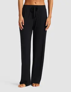 Bamboo Stretch Knit Pant - Lightweight Fitted Trouser for Women, Plain Pattern, All Seasons