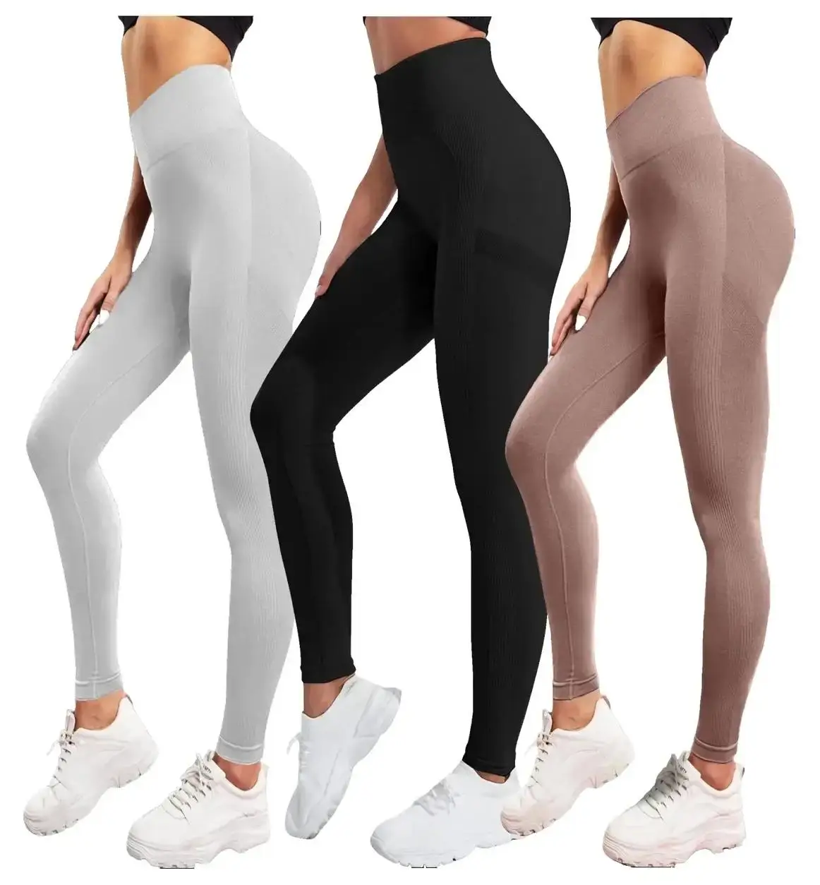 Women's Plain Wide Waistband Sports Leggings, Sport High Waisted Leggings, Seamless Hip Lifting Leggings, Scrunch Hip High Stretch Skinny Yoga Pants