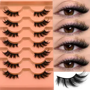 GROINNEYA Cat Eye Lashes Natural False Eyelashes Clear Band Lashes Dramatic Volume Winged End Effect Lightweight Faux Mink Lashes