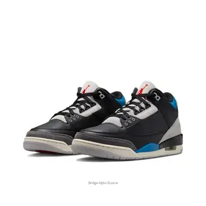 Black-Grey Mid-Top Sneakers with Blue Accents and Elephant Print Details