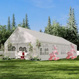 Garvee 20'X33' Party Tent, Outdoor Heavy Duty Wedding Gazebo, Removable Sidewalls, Water & UV Resistant, Event Shelter Canopy Tent for Parties Carport BBQ, White & Straight Edge