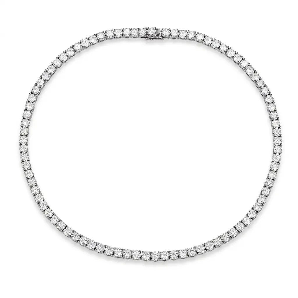Classic Round Cut Cubic Zirconia Necklace, Sterling Silver Iced Out Choker for Women y2k accessories jewelry graduation gifts girls necklace gift miami cuban