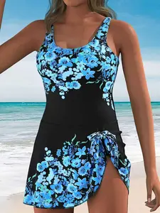 Women's Plus Size Fashion Sexy Elegant Party Floral Print Summer Swimsuit Slimming Backless Adjustable Straps One-Piece Swimsuit Dress Flowy Swimdress Swimdress Swimsuits