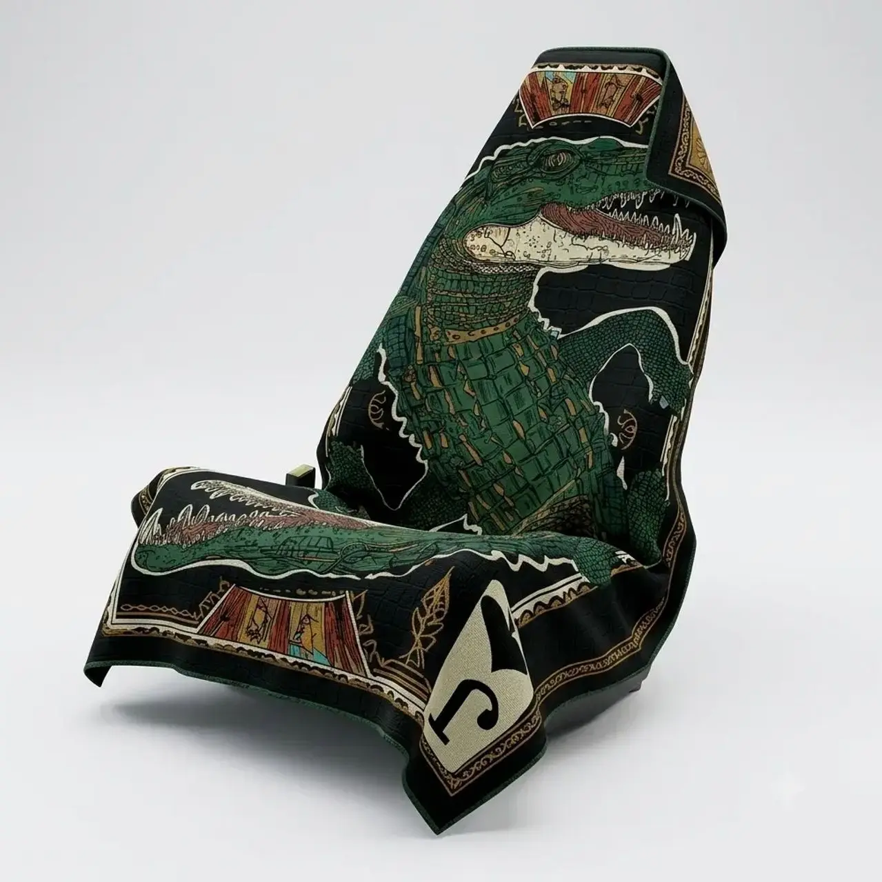 Gothic Crocodile Poker Card Car Seat Protector – Unique Car Aesthetic
