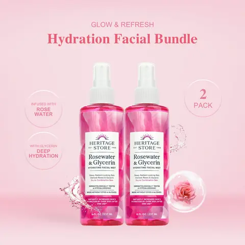 Heritage Rosewater & Glycerin Multi-Pack (2-Count) - Daily Skincare Mist, Moisturize & Hydrate, Rosewater Refresh - 60-Day Supply, Dewy, Radiant