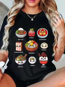 100%25 Cotton Cute Korean Food Bulgogi Bibimbap Korea Lover Kawaii T-Shirt