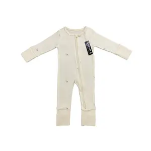 Soft Supima Cotton Double-Ended Zipper Unisex Baby Bodysuit Adorable Cute Print Reversible Mittens & Booties Pima Cotton Newborn Infant One-piece with Zipper Guard