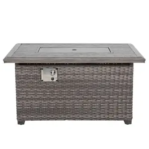 Outdoor Aluminum Rattan Fire Pit Table