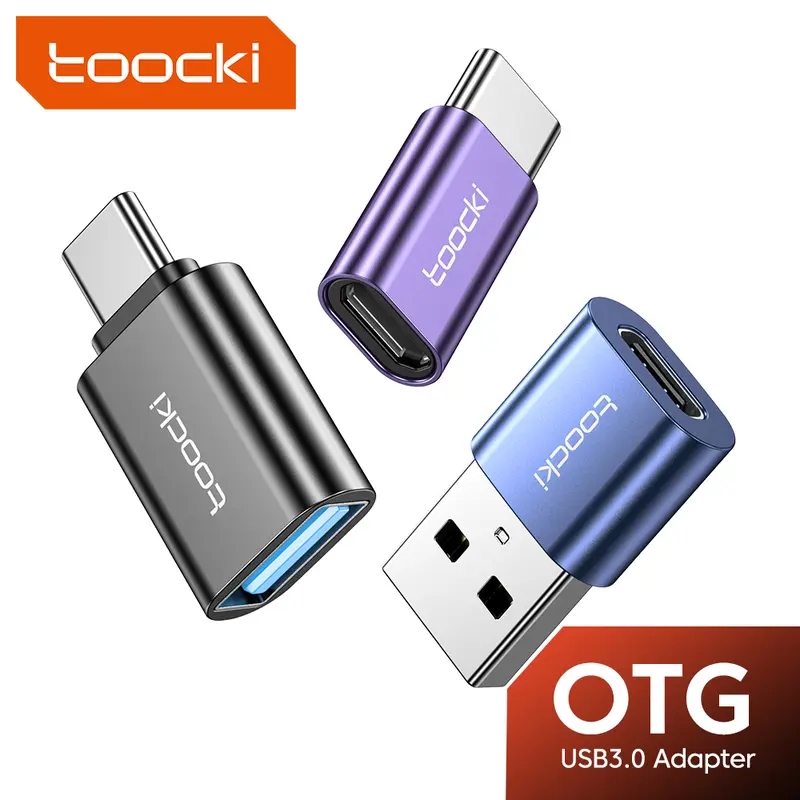 Toocki 3pcs Aluminum Alloy USB to USB C OTG Adapters - USB3.0 Data Transmission, 5 Gbps Speed, 3A Charging Current, for iPhone 15/16/14/13 Plus Pro Max, Samsung Galaxy S23/S24 Ultra, Car & Smart Devices (Back to School)