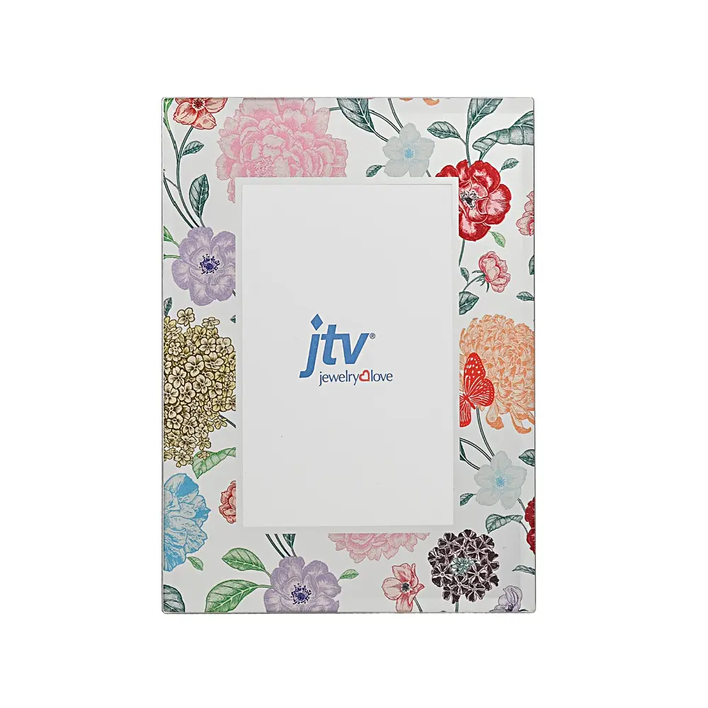 JTV Spring Garden Print Mirrored Glass 4x6" Picture Frame