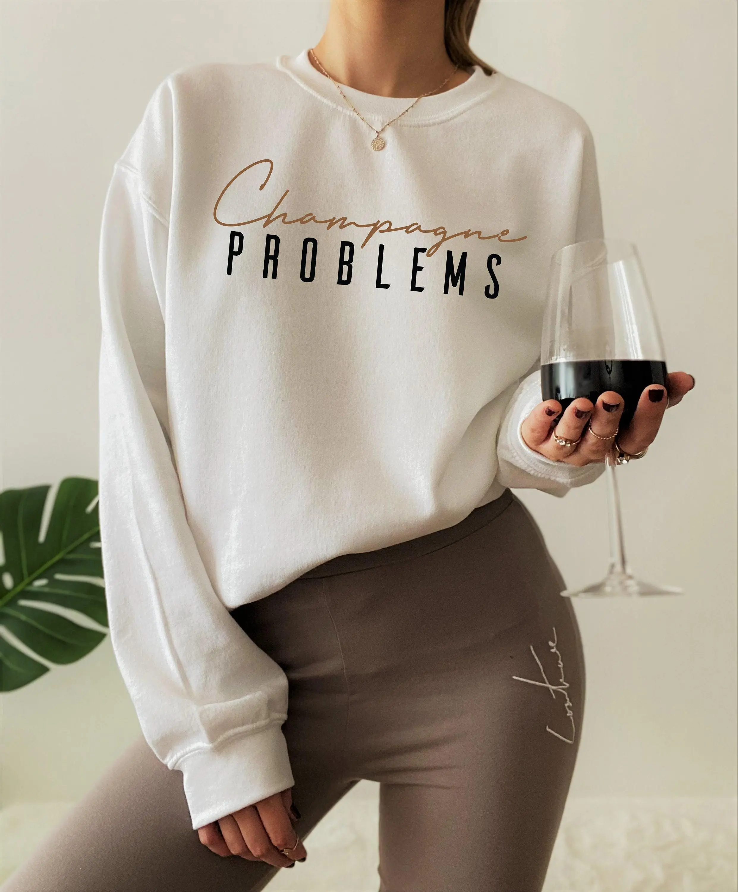 Champagne Problems Sweatshirt | Funny Champagne Lover Shirt, Alcohol Drinker Gift, Gift For Her, Bach Party Favors, Adult Humor Sweater