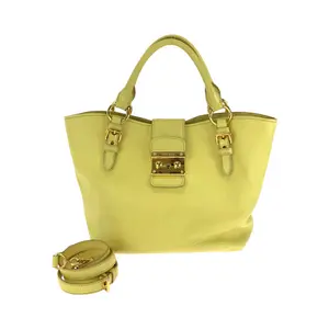 Pre-owned miu miu Calfskin Shoulder Bags MIUMIU Madras Leather 2way Bag