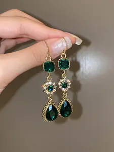 Vintage Green Drop Earrings, Fashion Jewelry for Party, Daily Clothing Decor, Trendy All-match & Exquisite Jewelry for Birthday Gift, Trendy Jewellery Accessories