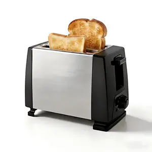 2-Slice Stainless Steel Toaster, 700W Power, 110V Plug, Compact Design for Small Kitchen Countertops, Adjustable Browning (Adjustable Heat) Control, Easy-Clean Removable Crumb Tray, Black & Silver Cool Kitchen Gadget