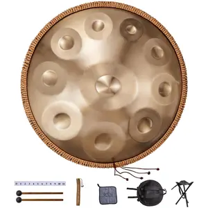 【Summervibes】VEVOR Handpan Drum,  22 in & 10 Notes, D Minor Hand Drum, Hand Pan Drum Instrument with Mallets, 432Hz Handpan Stand & Carry Bag, Steel Healing Sound Drum, Percussion Instruments for Adults Beginners