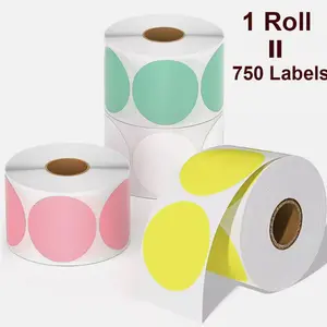 2 Inch Round Direct Thermal Labels 50x50mm Self Adhesive Circle Stickers 750 per Roll Assorted Colors