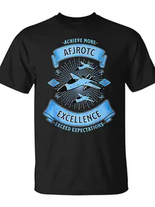 AFJROTC Excellence Exceed Expectations US Junior ROTC Cadet T-Shirt Unisex for Daily Wear  Funny Christmas Novelty Men's T-Shirt Summer Trendy Streetwear Fashion Top Quality Comfortable Casual Printed T-shirt Pure Cotton 220G
