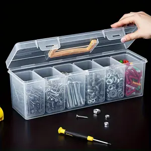 Storage Box, 7pcs Tool Organizer with Removable Dividers, Portable Hardware Storage Case
