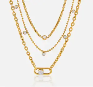Bold Link Layered Necklace Water Resistant