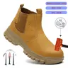 Men's Minimalist Waterproof Steel-Toe Work Footwear - Slip-On Synthetic Knit Fabric Design, Multi-Protection, Impact-Resistant, Anti-Puncture, All-Seasons Mesh Closed Walking Shoes for Industrial Workers